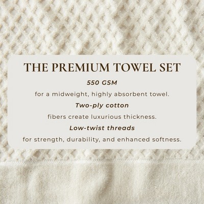 Ivory Cotton Diamond Textured 6-Piece Towel Set