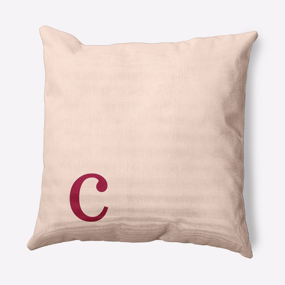 Photos - Pillow 16"x16" Modern Monogram 'c' Square Throw  Pink/Cranberry Red - e by