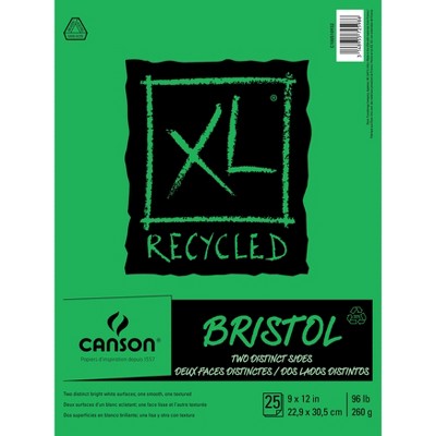 Canson XL Recycled Bristol Paper Pad 9"X12"-25 Sheets
