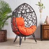Coolbibila Modern 1-Piece Patio Indoor Woven Wicker Cushioned Teardrop Chair,Outdoor PE Rattan Hanging Basket Garden Egg Chair with Stand - 2 of 4