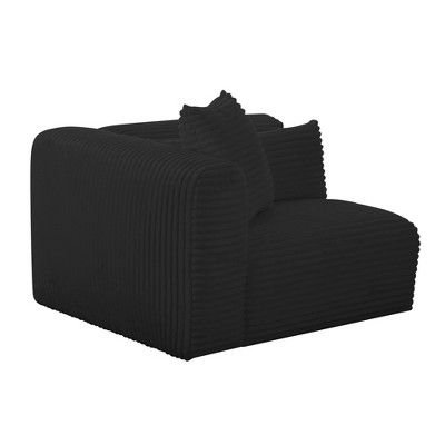 TOV FurnitureTarra Fluffy Oversized Corduroy Modular Corner Chair Black 43"W x 39"D x 26.8"H