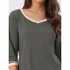 cheibear Women's 3/4 Sleeve V Neck Full Length Sleep Nightdress with Pockets - 4 of 4