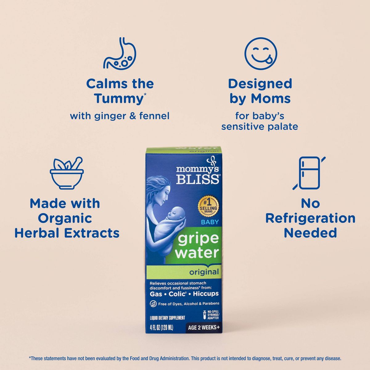 Mommy's Bliss Gripe Water for Babies with Gas, Colic or Stomach Discomfort - 4 fl oz - thumbnail 3