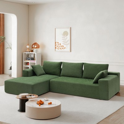 NicBex Sectional Sofa with Soft Pillows Velvet L Shaped Modular Sofa for Living Room, Bedroom, Apartment
