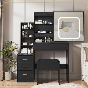 Vanity Desk with Mirror and Led Lights, Makeup Vanity Desk with Sliding Lighted Mirror - 1 of 4