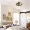 Rennnsan Wavelle 19"W Wheel Wooden Classic LED Dimmable Flush Mount Ceiling Fan in Black - 2 of 4
