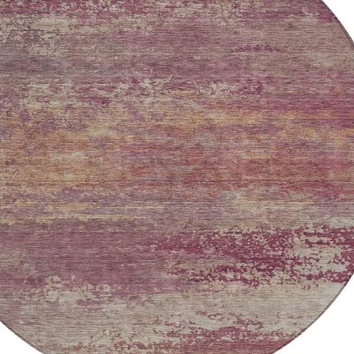 HomeRoots 8' Merlot Beige And Blush Round Abstract Washable Indoor Outdoor Area Rug