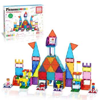 Picasso Tiles Magnetic Tile 353pc Building Set with 250 Universal Compatible Building Bricks Set