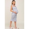 PinkBlush Light Blue Floral Smocked Fitted Maternity Dress - 2 of 4