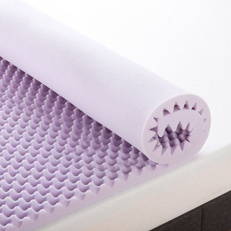 Mellow Egg Crate Memory Foam Lavender Infusion 1.5" Mattress Topper, 6 of 10