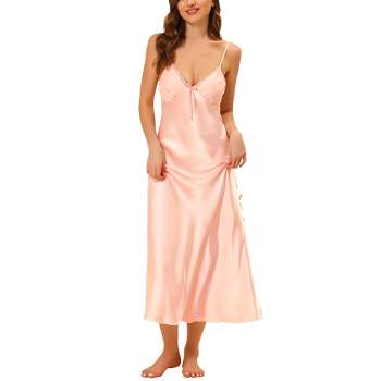 cheibear Women's Spaghetti Strap Nightdress Cami Satin Pajama Dress