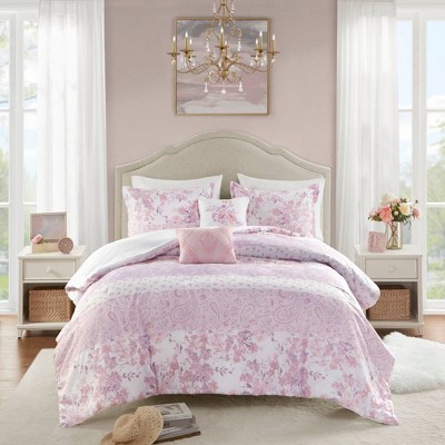 Intelligent Design Twin/Twin XL Colette Floral Paisley Comforter Set Pink: Hypoallergenic, Vintage Style, 4-Piece Bedding — фото 2