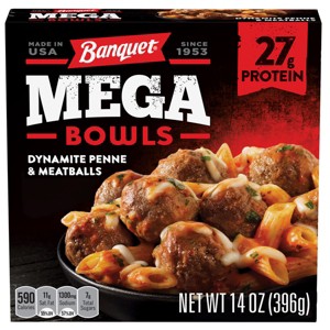 Banquet Mega Bowls Frozen Dynamite Penne & Meatballs - 14oz - 1 of 4