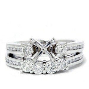 Pompeii3 1 1/4ct Diamond Engagement Wedding Ring 14K White Gold Ring Set - 1 of 4