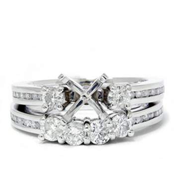 Pompeii3 1 1/4ct Diamond Engagement Wedding Ring 14K White Gold Ring Set