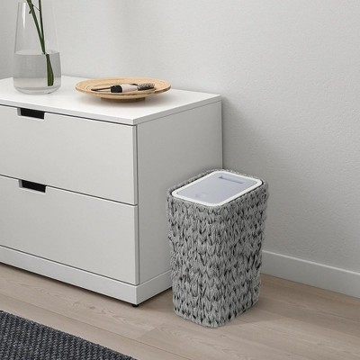 RISOKEYS 2.6Gallon Small Rattan Trash Can with Press Top Lid,Slim Wicker Waste Basket for Bathroom,Kitchen