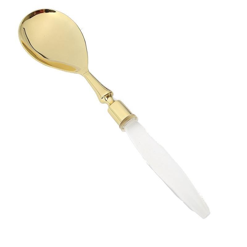 Classic Touch Gold Spoon Black Fork with Acrylic Handles Salad Sever Set, 3 of 4