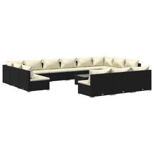 vidaXL Garden Lounge Set Black, Cream - 1 of 4