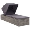 vidaXL Sun Lounger with Canopy and Cushion Poly Rattan Gray - 2 of 4