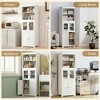 Resenkos 63" Small Buffet with Hutch, 4-Door Kitchen Pantry, Freestanding Storage Cabinet with Adjustable Shelf for Dining Room, Living Room, White - 2 of 4