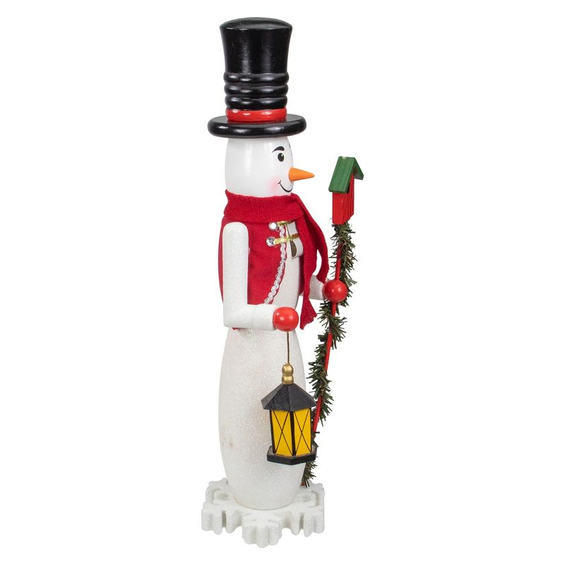 Northlight 18" White and Red Wooden Snowman Christmas Nutcracker, 3 of 6