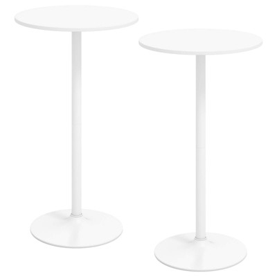 Tangkula Round Bar Table Set of 2 w/Adjustable Height & Metal Base Modern Cocktail Table