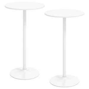 Tangkula Round Bar Table Set of 2 w/Adjustable Height & Metal Base Modern Cocktail Table - 1 of 4