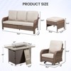 Buenhomino Patio Furniture with Fire Pit, Wicker Outdoor Couch and Swivel Rocking Chairs, Propane Fire Pit Conversation Set - 4 of 4