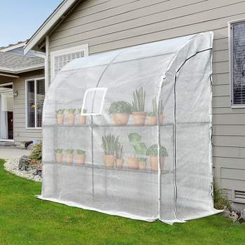 Outsunny Outdoor Walk-In Greenhouse with Roll-up Door, and PE Cover