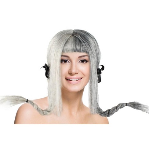 Grey Double Braids Wig With Bangs Hairpiece For American Singer Cosplay Costume Party Target