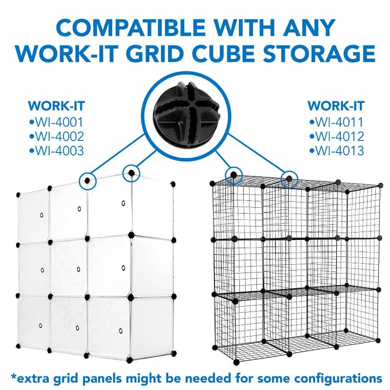 Mount-It! 24 Piece Storage Cube Connector | Fits Modular Storage Cube Organizers with 0.16" Wire Diameter | Black, 5 of 9