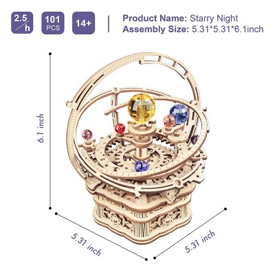 Детские куклы Etokfoks Starry Night 3D Wooden Music Box Puzzle Kit for Adults 84 Piece DIY Mechanical Model Plays Memory from Cats Gift — фото 5