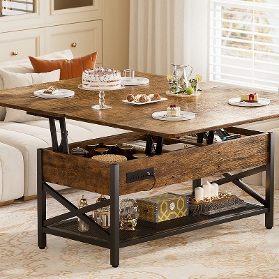 Aheaplus Coffee Table Lift Top with LED Light and Power Outlet