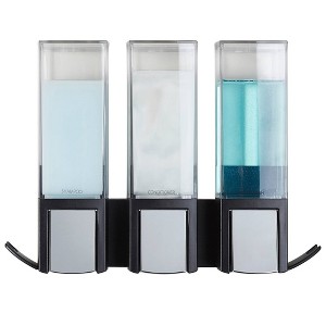Better Living Products Clever Three Chamber Wall Mount Soap and Shower Dispenser Black/Chrome: Gel & Shampoo Storage, Easy Refill Design - 1 of 4