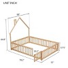 1Pc House Floor Bed , Solid Pine Wood Frame ,Fence Guardrails for Kids' Safety and Fun Bedroom Play Space - Baofuwish - 4 of 4