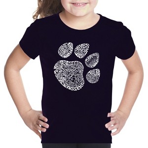 LA Pop Art Girl's Word Art T-shirt - Cat Paw - 1 of 4