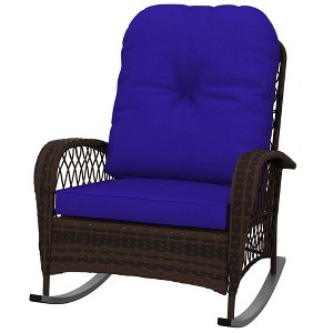 Aghana Digitals Luxury Outdoor PE Rattan Rocking Chair with Thick Washable Cushion - Steel Frame, - 1 of 4