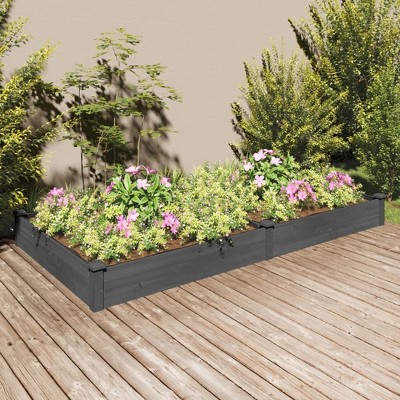 VidaXL Garden Raised Bed with Liner Gray 94.5 in.x47.2 in.x9.8 in. Solid Wood Fir