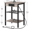 MaseiKar End Table with Charging Station and USB Ports, Small Side Table , 3-Tier Nightstand with Adjustable Shelf, for Living Room, Greige - 3 of 4