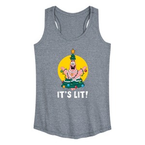 Women's - SpongeBob SquarePants - Patrick It's Lit Graphic Racerback Tank - 1 of 4