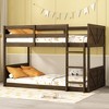 Whisen Twin Over Twin Rubber Wood Bunk Bed with Safety Guardrails and Ladder - 2 of 4