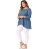 Agnes Orinda Women's Plus Size Waffle 3/4 Sleeve Lace Panel High Low Hem Round Neck Blouses - 3 of 4