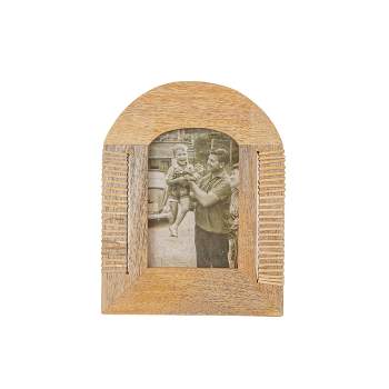 4x6 Inch Arched Picture Frame Mango Wood, MDF, Rattan, Metal & Glass by Foreside Home & Garden
