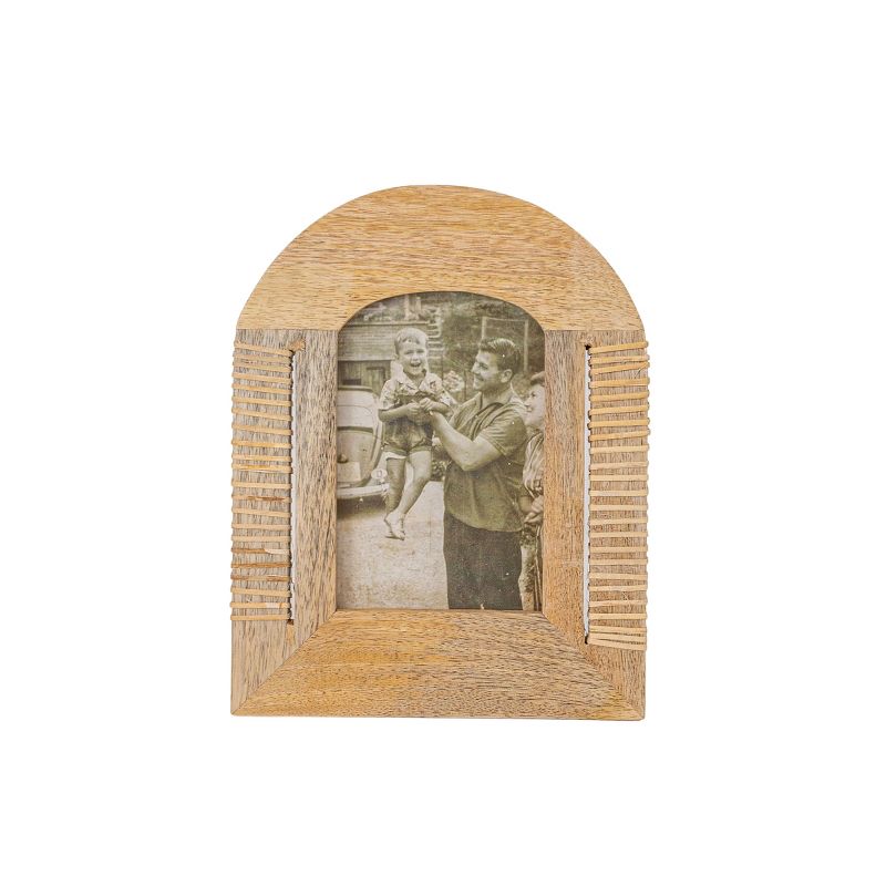 4x6 Inch Arched Picture Frame Mango Wood, MDF, Rattan, Metal & Glass by Foreside Home & Garden, 1 of 10