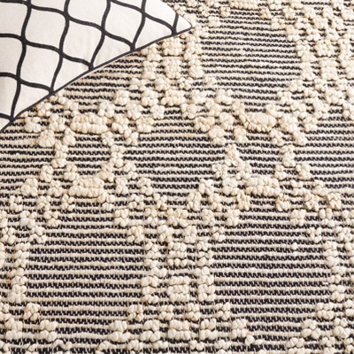 Handmade Black Cotton Flat Woven Non-slip Rug, 8' x 10'
