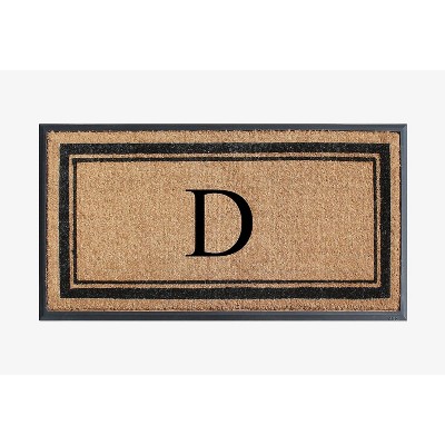 A1HC Natural Rubber Coir Outdoor Doormat 24x48 Monogrammed Anti-Shed Treated Durable Front Door Mat