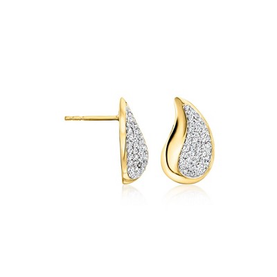 Ross-Simons 0.50 ct. t.w. Diamond Puffed Teardrop Earrings in 18kt Gold Over Sterling