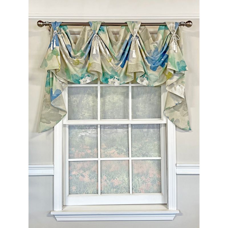 RLF Home Linen Floral Victory Swag Natural 54"W X 26"L For windows up to 48"W, 2 of 5