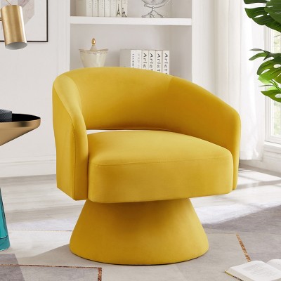 Velvet Swivel Barrel Chair,360° Rotating Accent Armchair with Open Back,27.5" Wide Lounge Chair for Living Room Bedroom-Baofuwish