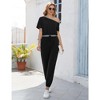 Women's Off Shoulder Jumpsuit Stretchy Airport Outfits Jogger Pants Jumpsuit with Pocket - 2 of 4